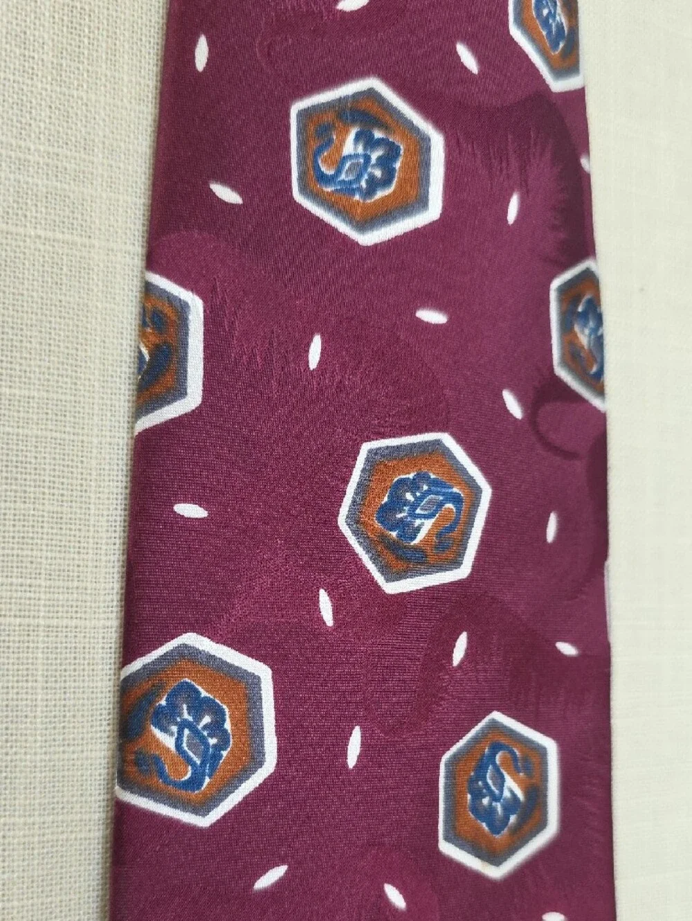 Vintage Halston Men's Burgundy Patterned Italian Silk Tie